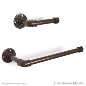 Toilet Tissue Holder, Paper Towel Holder, Towel Rack, Steampunk Bathroom, Bathroom Decor, Color Pictured Dark Bronze Metallic