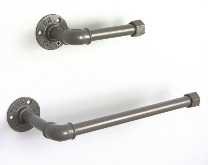 Toilet Roll Holder, Paper Towel Holder, Towel Rack, Urban Decor, Space Saver, Color Pictured Dark Gray Metallic