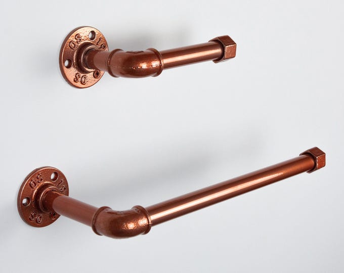 Toilet Paper Holder, Paper Towel Holder, Towel Rack, Industrial Bathroom, Rustic Home Decor, Color Pictured Candy Rose