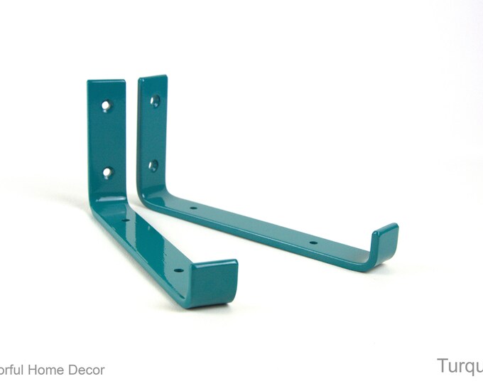 Floating Steel Shelf Bracket - Colorful Heavy-Duty Bracket - Free Shipping - Turquoise Color