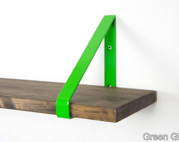 Decorative Shelf Brackets -  Color Pictured Green Gloss - Vibrant Wall Supports for Organization - Housewarming Gift Idea