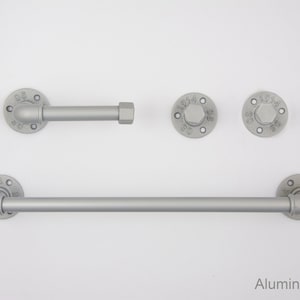 Ensemble de 4 accessoires de salle de bain industriels, porte-papier hygiénique, porte-serviette pour tuyau, crochets pour tuyau, ensemble de salle de bain