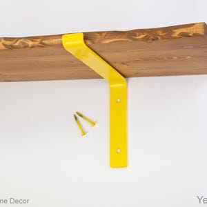 Steel Brackets  Yellow Gloss Powder Coated -  Heavy Duty Brackets - Shelf Brackets -  Open Shelving -  Screws Included - Metal Brackets