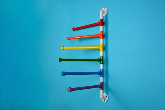 Rainbow Swivel Towel Hanger With 6 Swing Towel Rack Arms, Rainbow