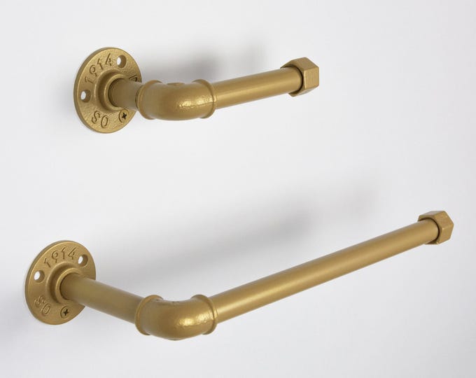 Toilet Paper Holder, Paper Towel Holder, Towel Rack, TP Holder, Farmhouse Decor, Color Pictured Champagne Gold