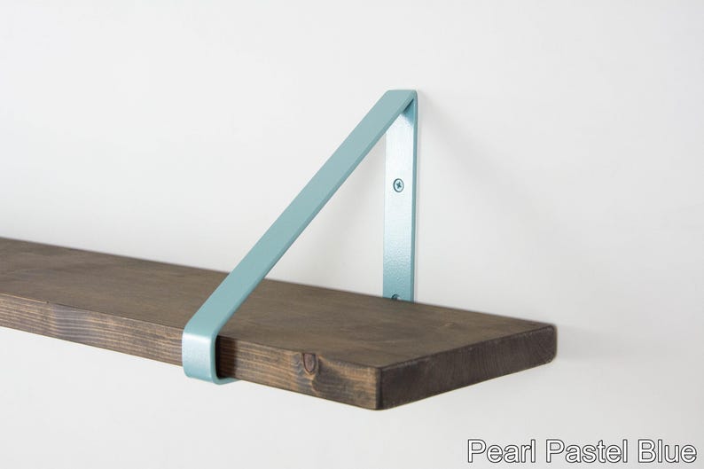 Handmade Triangle Shelf Bracket - Color Pictured Pearl Pastel Blue - Colorful Wall Mounting Bracket for Shelf image 1