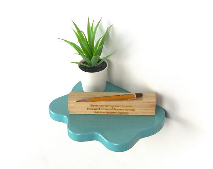 Blob Shelf - Light Blue Wavy Shelf, Pastel Shelf, Wall Art, Danish Pastel, Home Decor, Powder Coated Shelf