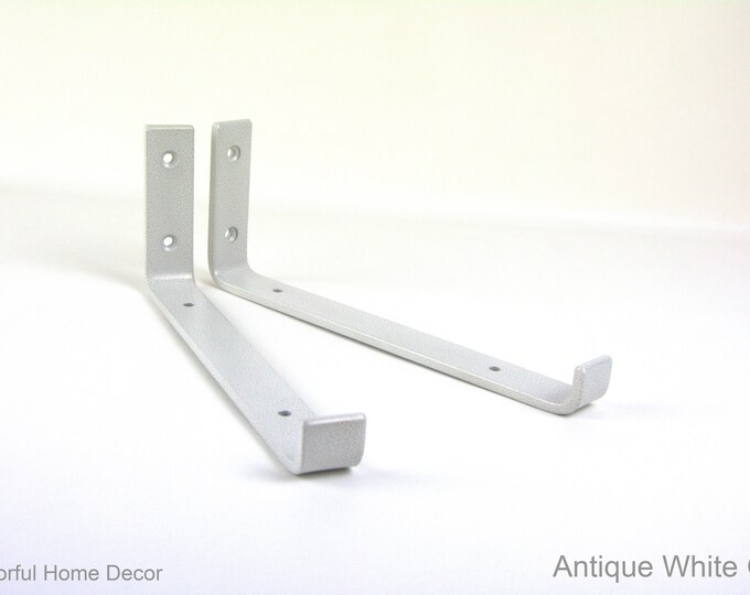 Floating Steel Shelf Bracket - Free Shipping - Rustic Heavy-Duty Bracket - Antique White Gold