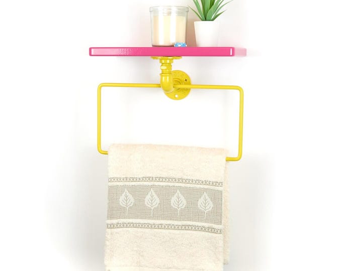 Colorful Towel Hanger with Shelf – Vibrant Bathroom Organizer for Towels and Accessories, Perfect Gift for Home Decor, Choose Your Colors