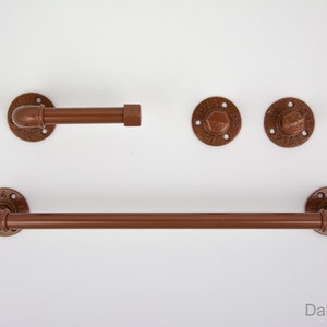 Accessori per il bagno industriali Set da 4 pezzi, Porta carta igienica, Porta asciugamani a tubo, Ganci per tubi, Set per il bagno in rame