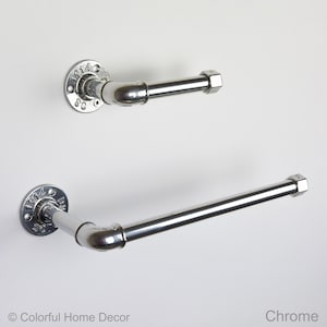 Toiletrolhouder, handdoekhouder, handdoekenrek, rustiek huisdecor, badkamerdecor, kleur afgebeeld chroom