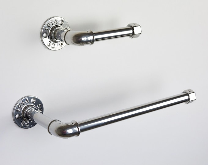 Toilet Paper Holder, Paper Towel Holder, Towel Rack, Rustic Home Decor, Bathroom Decor, Color Pictured Chrome