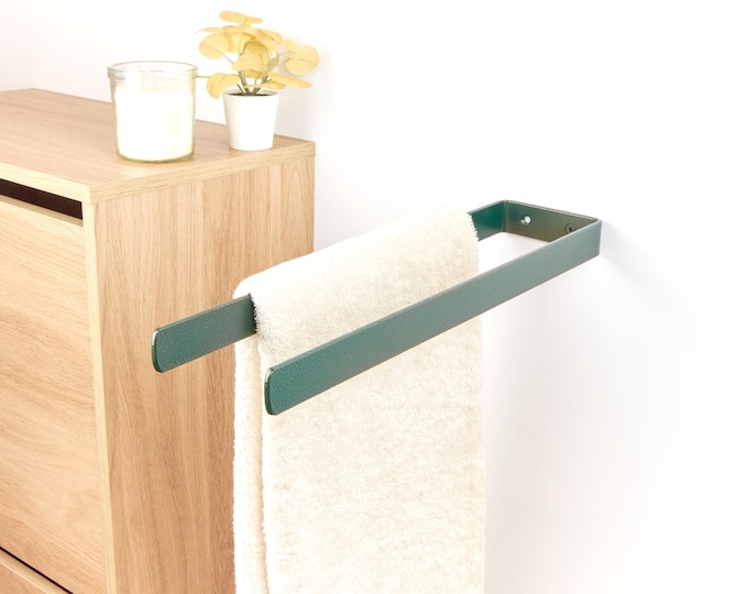 Double Towel Rack for Bathroom – Wall Mounted Towel Bar, Modern Metal Towel Holder, Color Pictured - Antique Green Copper