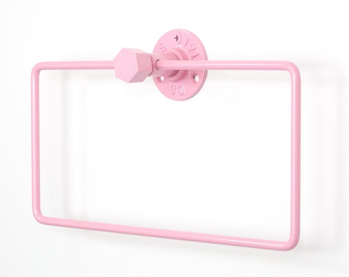 Hand Towel Ring, Cute Pastel Pink Square Towel Holder, Ideal For Stylish Bathroom Use