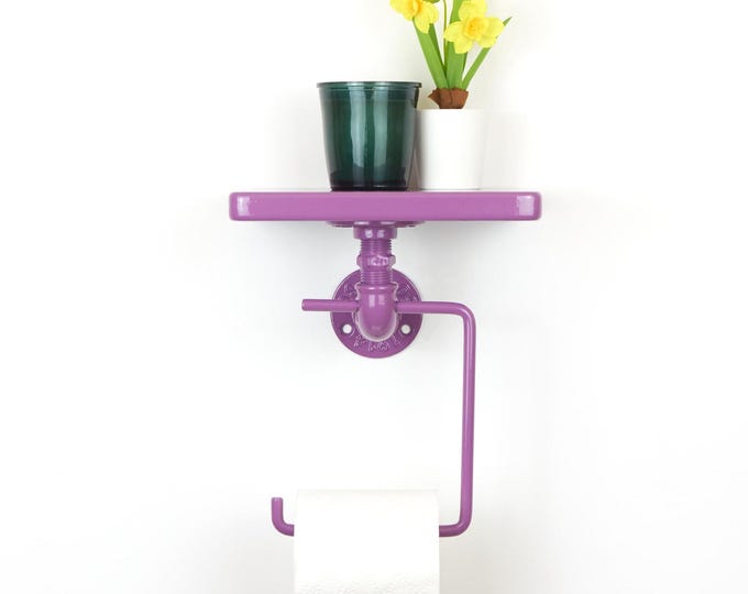 Toilet Paper Roll Holder With Shelf, Vibrant Design For Stylish Bathroom Storage, Housewarming Gift, Color Pictured - Violet