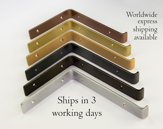 Steel Bracket Metalic Glitter Powder Coated -  Heavy Duty Brackets - Shelf Brackets -  Open Shelving - Screws Included