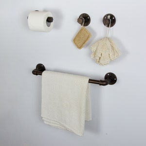 Set di 4 accessori da bagno in stile rustico, portasciugamani a forma di tubo, ganci per asciugamani rustici, arredamento rustico, set da bagno con tubi, SPEDIZIONE GRATUITA