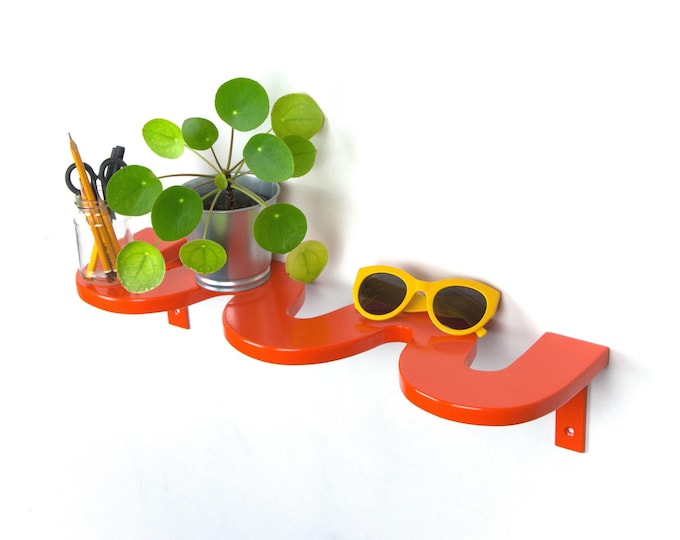 Squiggle Shelf - Orange Shelf, Curvy Shelf, Maximalist, Colorful Decor, Aesthetic Home Decor