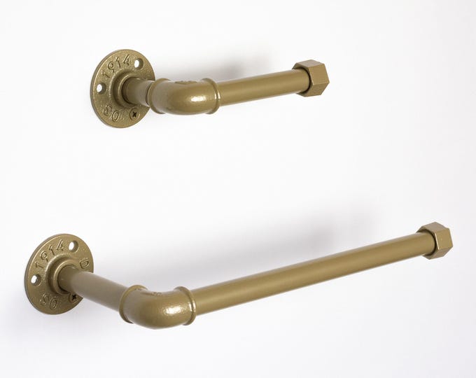 Toilet Paper Holder, Paper Towel Holder, Towel Rack, Industrial Bathroom, Rustic Home Decor, Color Pictured Beige Pearl