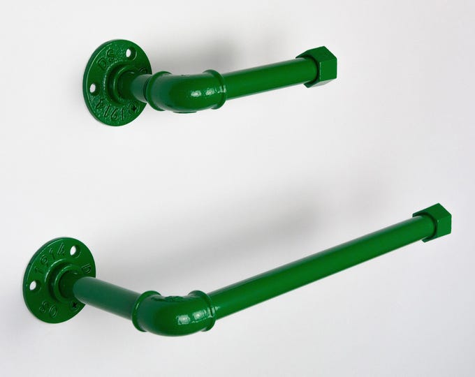 Toilet Paper Holder, Paper Towel Holder, Towel Rack, TP Holder, Farmhouse Decor, Color Pictured Dark Green Gloss
