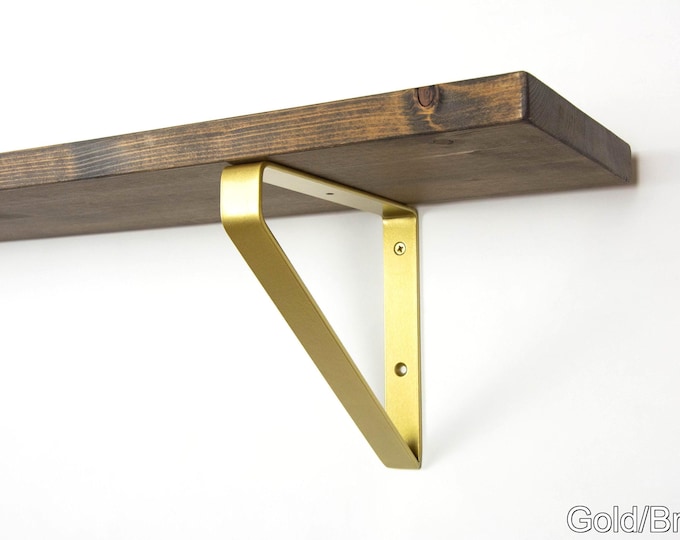 Inverted Powder Coated Triangle Shelf Bracket - Color Pictured Gold/Brass - Heavy Duty Support For Shelf