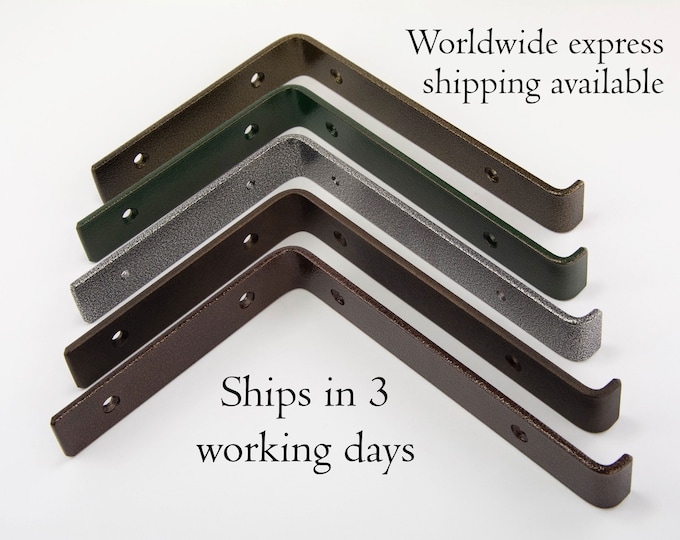 Steel Bracket Antique Textured Powder Coated -  Heavy Duty Brackets - Shelf Brackets -  Open Shelving - Srews Included