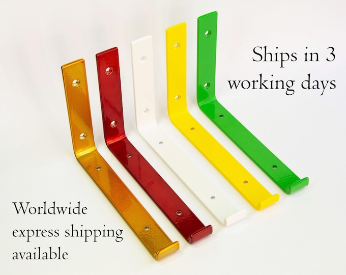 Steel Bracket Bright Candy Powder Coated - Newest J Design - Heavy Duty Brackets - Shelf Brackets -  Open Shelving - Srews Included