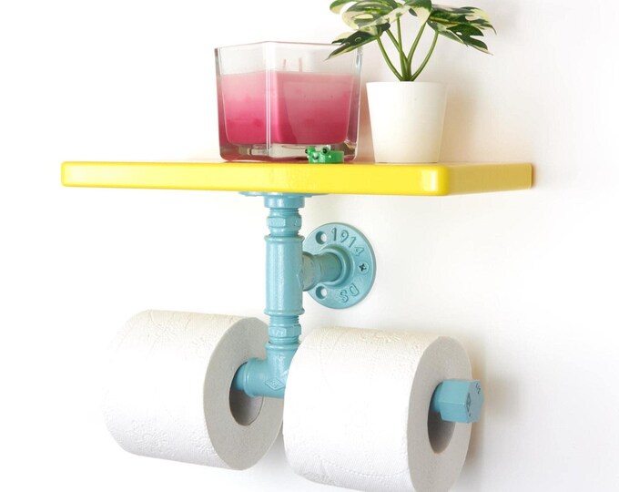 Double Toilet Paper Holder with Shelf - Colorful Bathroom Accessory for Convenient Storage - Perfect Gift for Bathroom Upgrade