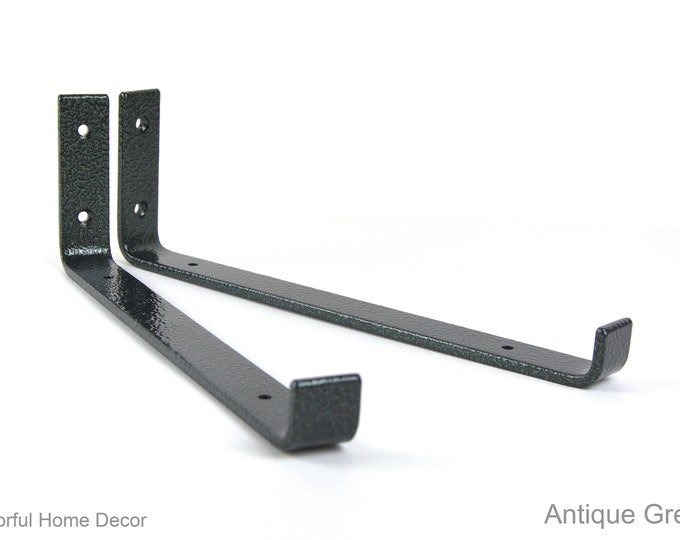 Floating Steel Shelf Bracket - Heavy Duty Open Shelving Bracket - Free Shiping - Antique Green