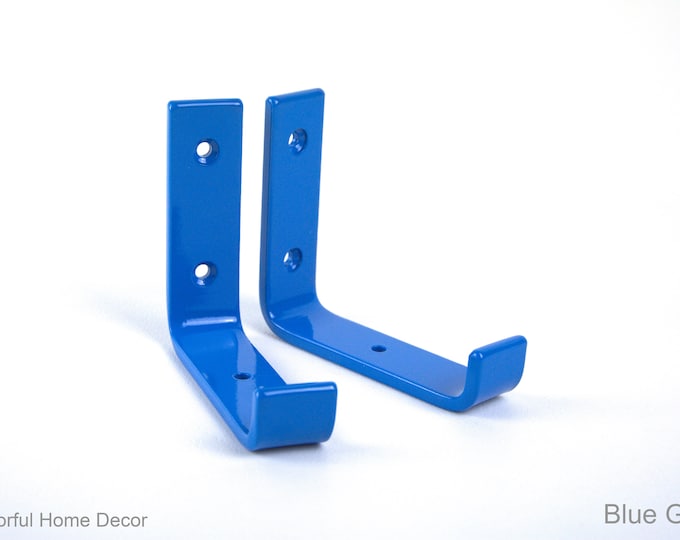 Floating Steel Shelf Bracket - Open Shelf Bracket - Free Shipping - Heavy-Duty Bracket - Blue Gloss Finish