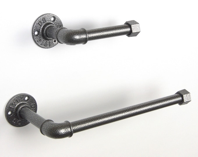 Towel Holder, Toilet Roll Holder, Towel Rack, Bathroom Hardware, Industrial Bathroom, Color Pictured Antique Silver