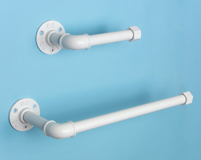 Toilet Roll Holder, Paper Towel Holder, Towel Rack, Urban Decor, Space Saver, Color Pictured White Matte