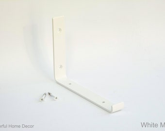 Steel Brackets White Matte Powder Coated - Newest J Design - Heavy Duty Brackets - Shelf Brackets -  Open Shelving - Steel Corbel