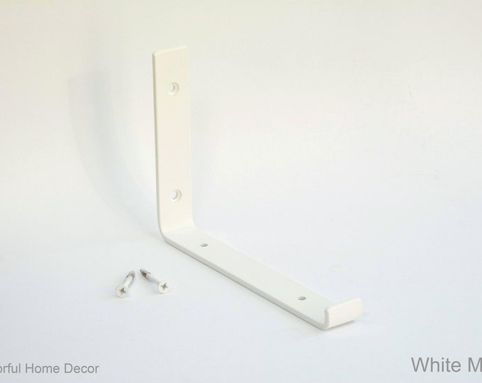 Steel Brackets White Matte Powder Coated - Newest J Design - Heavy Duty Brackets - Shelf Brackets -  Open Shelving - Steel Corbel