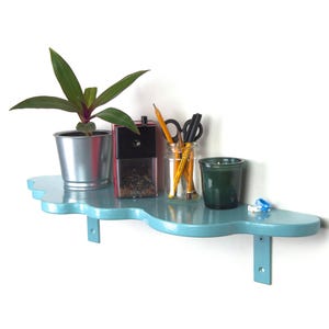 Light Blue Wavy Shelf - Floating Plant Shelf, Bohemian Home Decor, Wall Mounted Shelf, Danish Pastel image 4