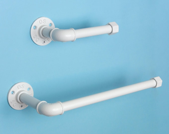 Toilet Roll Holder, Paper Towel Holder, Towel Rack, Urban Decor, Space Saver, Color Pictured White Matte