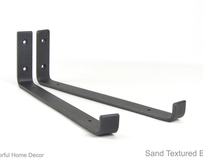 Floating Steel Shelf Bracket - Rustic Shelf Bracket - Free Shipping - Heavy-Duty Shelf Bracket - Sand Textured Black