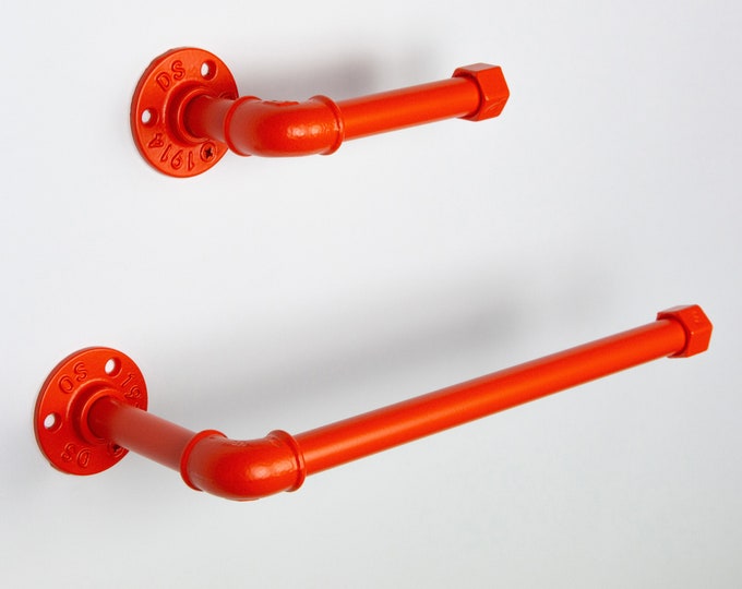 Toilet Roll Holder, Paper Towel Holder, Towel Rack, Urban Decor, Space Saver, Color Pictured Orange Matte
