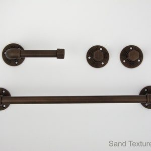 Set di 4 accessori da bagno in stile rustico, portasciugamani a forma di tubo, ganci per asciugamani rustici, arredamento rustico, set da bagno con tubi