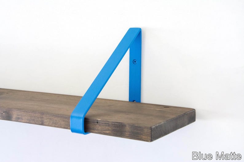Metal Shelf Bracket - Color Pictured Blue Matte - Heavy Duty Bracket - Book Shelf - Triangle Bracket - Bracket image 1