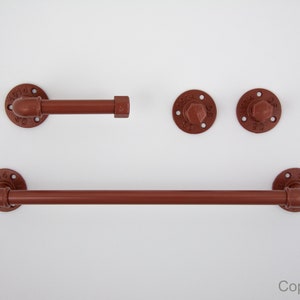 Set di 4 accessori da bagno in stile rustico, portasciugamani a forma di tubo, ganci per asciugamani rustici, arredamento rustico, set da bagno con tubi