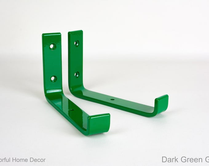 Free Shipping - Heavy-Duty Floating Shelf Bracket - Colorful Shelf Bracket - Handmade Single Bracket - Dark Green Gloss Finish