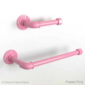 Suporte para papel higiênico, suporte para toalha de papel, toalheiro, banheiro industrial, economizador de espaço, cor rosa pastel retratada