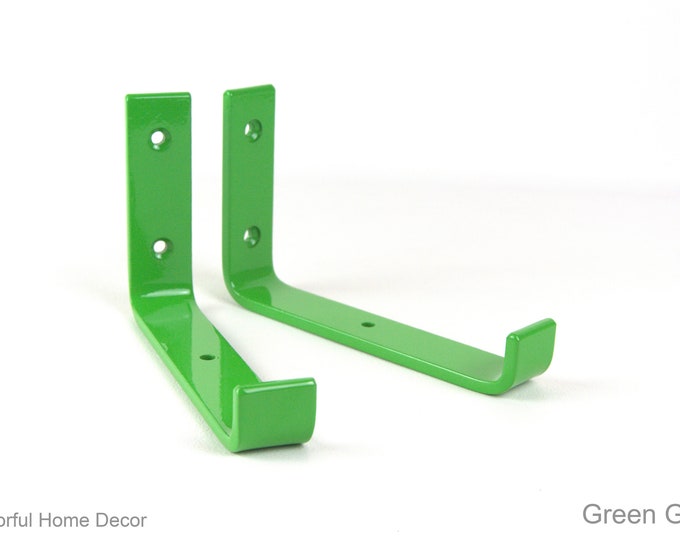 Heavy-Duty Steel Shelf Bracket - Free Shipping - Floating Angle Shelf Bracket - Green Gloss Finish