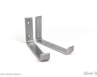 Soporte de estante flotante - Soporte de estante resistente - Soporte de estante de acero - Envío gratuito - Acabado plateado brillante