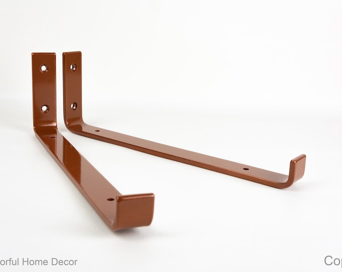Floating Steel Shelf Bracket - Colorful Heavy Duty Shelf Bracket - Rustic Copper Bracket - Copper Finish