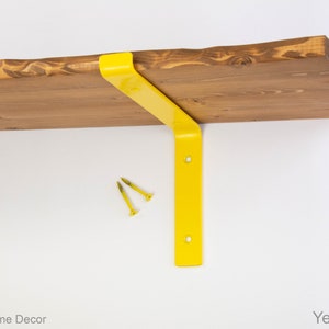 Steel Brackets  Yellow Gloss Powder Coated -  Heavy Duty Brackets - Shelf Brackets -  Open Shelving -  Screws Included - Metal Brackets