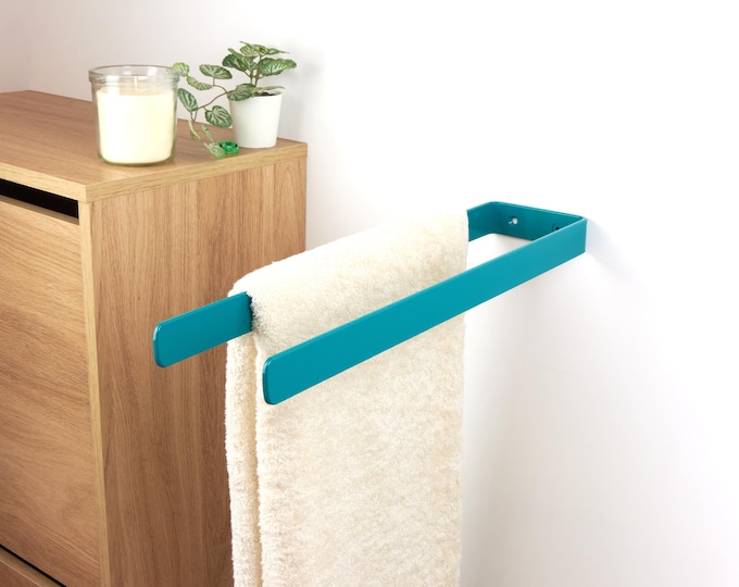 Double Towel Rack - Practical and Space Saving Bathroom Towel Holder, Ideal Home Decor Gift, Color Pictured - Turquoise
