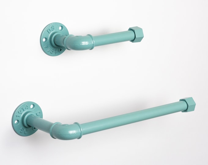 Towel Holder, Toilet Roll Holder, Towel Rack, Bathroom Hardware, Industrial Bathroom, Color Pictured Pearl Pastel Blue