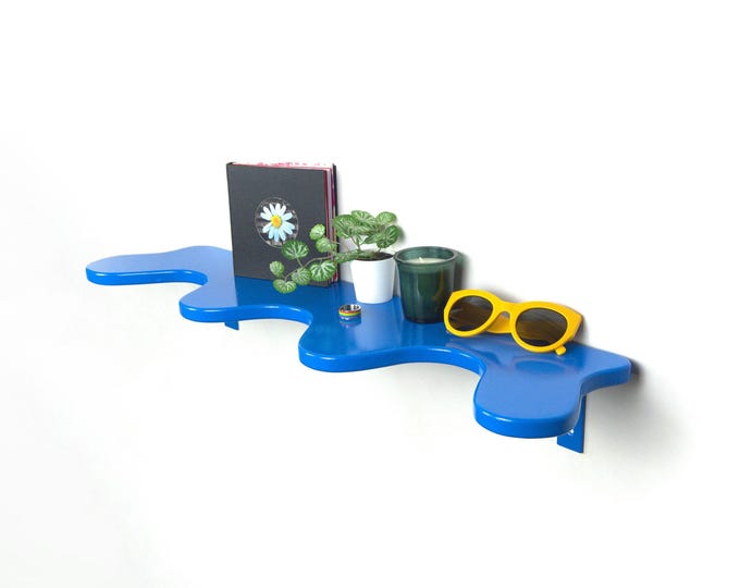 Wall Shelf - Blue Shelf, Home Interior Decor, Floating Shelf, Eclectic Decor, Wall Mounted Shelf